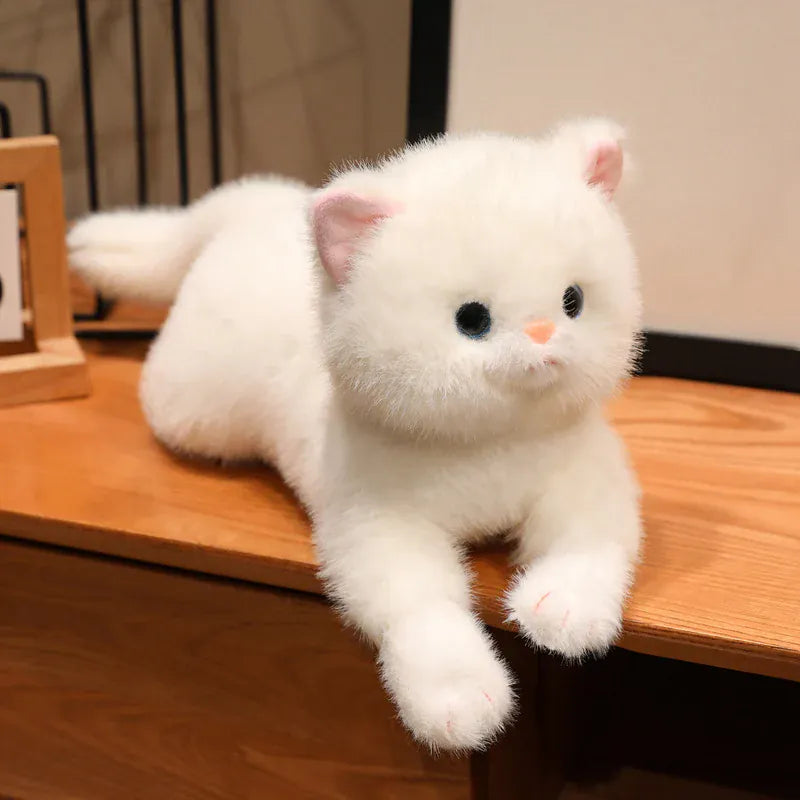 Liggende Kat Knuffel | Pluche Kitten Kussen De Knuffel 30 cm / Wit