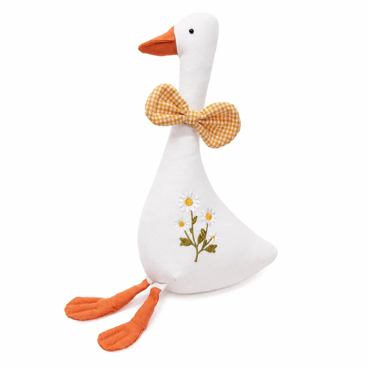 Linnen Gans Knuffel met Strikje | Handgemaakt in 3 Kleuren De Knuffel Wit