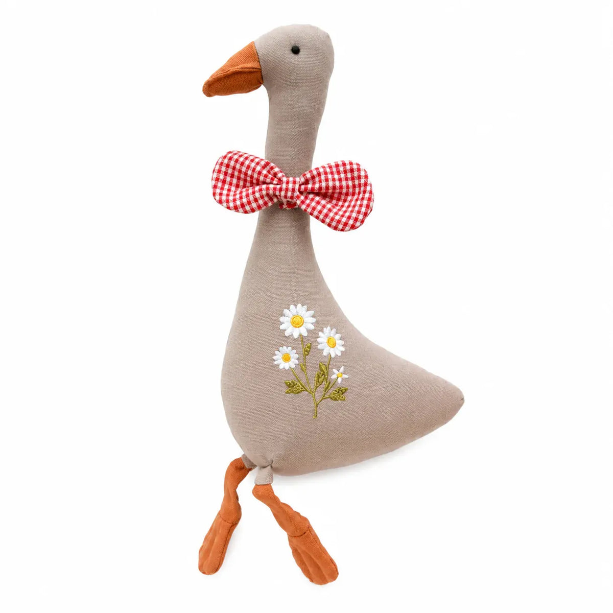 Linnen Gans Knuffel met Strikje | Handgemaakt in 3 Kleuren De Knuffel Rood
