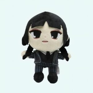 Mercredi Addams Knuffel in Zwarte Bloemen Jurk 20 cm De Knuffel