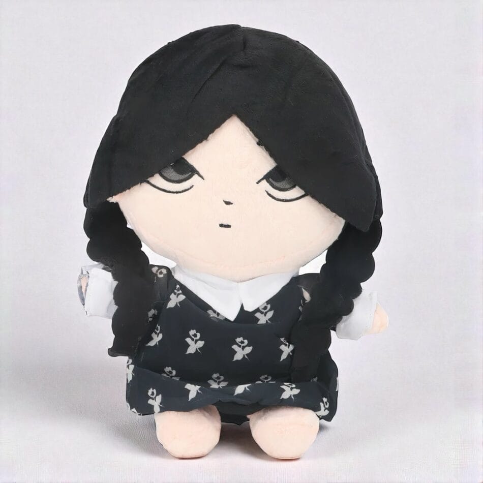 Mercredi Addams Knuffel Zacht 25 cm Nevermore Zwart Jurkje De Knuffel