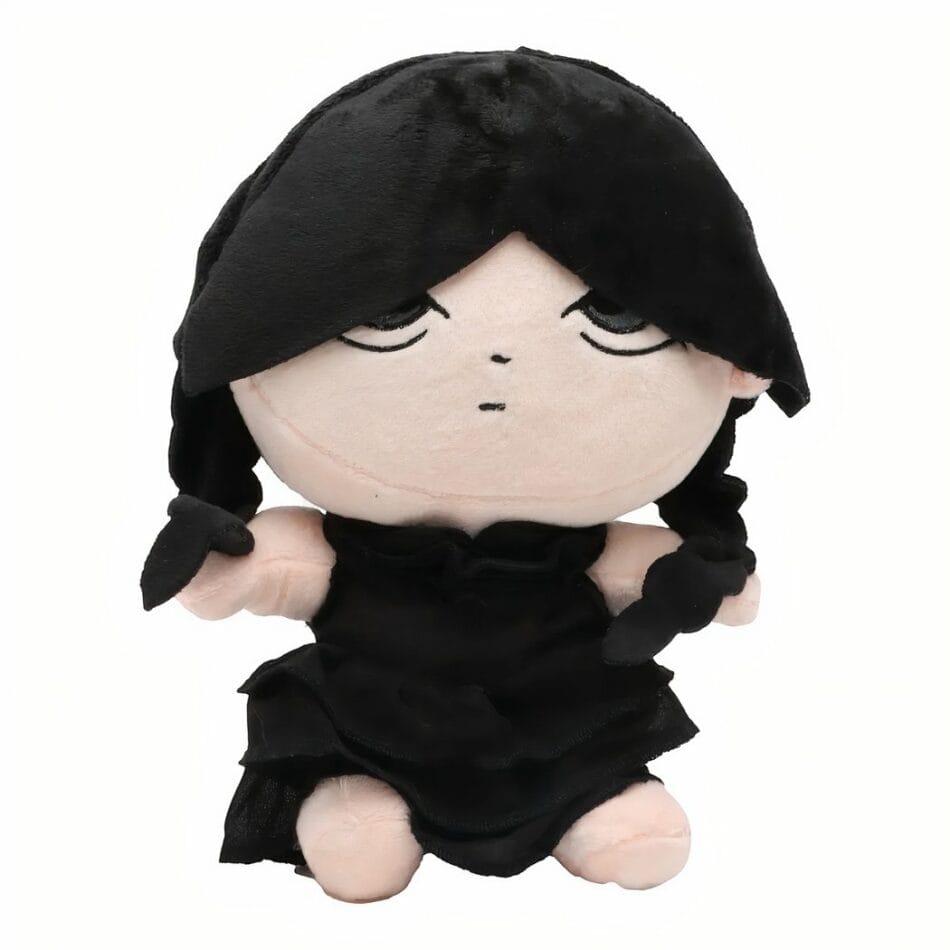 Mercredi Addams Knuffel Zacht 25 cm Nevermore Zwart Jurkje De Knuffel