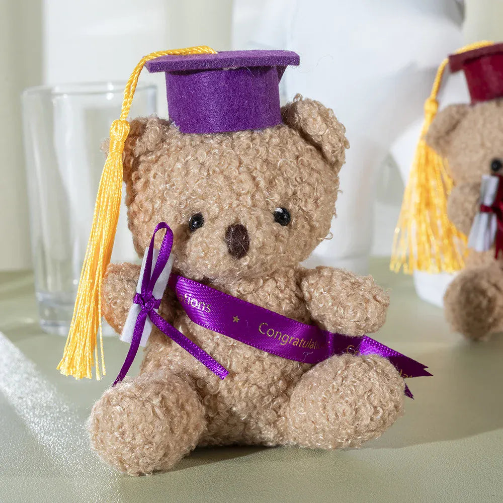 Mini Afstudeer Beer Knuffel 14 cm | Toga en Baret in 5 Kleuren De Knuffel