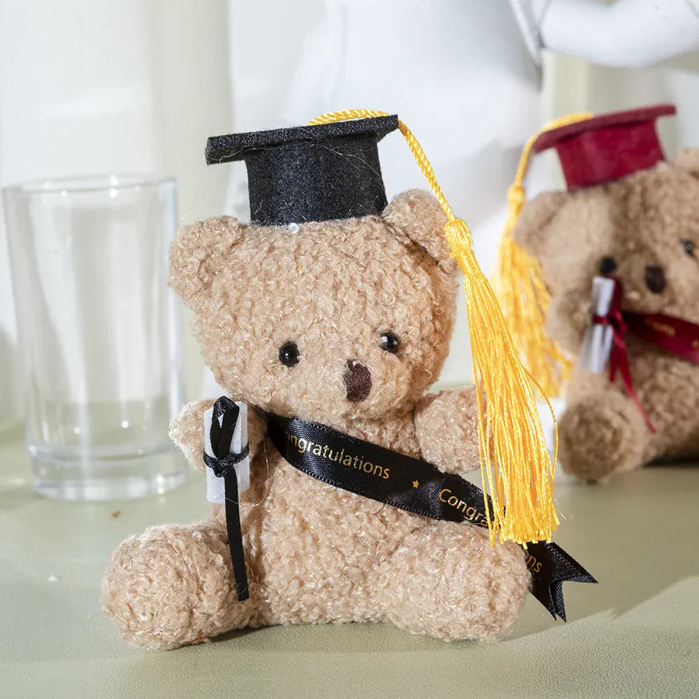 Mini Afstudeer Beer Knuffel 14 cm | Toga en Baret in 5 Kleuren De Knuffel Zwart