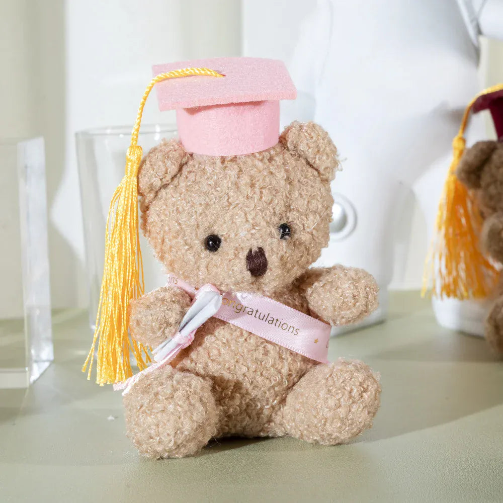 Mini Afstudeer Beer Knuffel 14 cm | Toga en Baret in 5 Kleuren De Knuffel Roze
