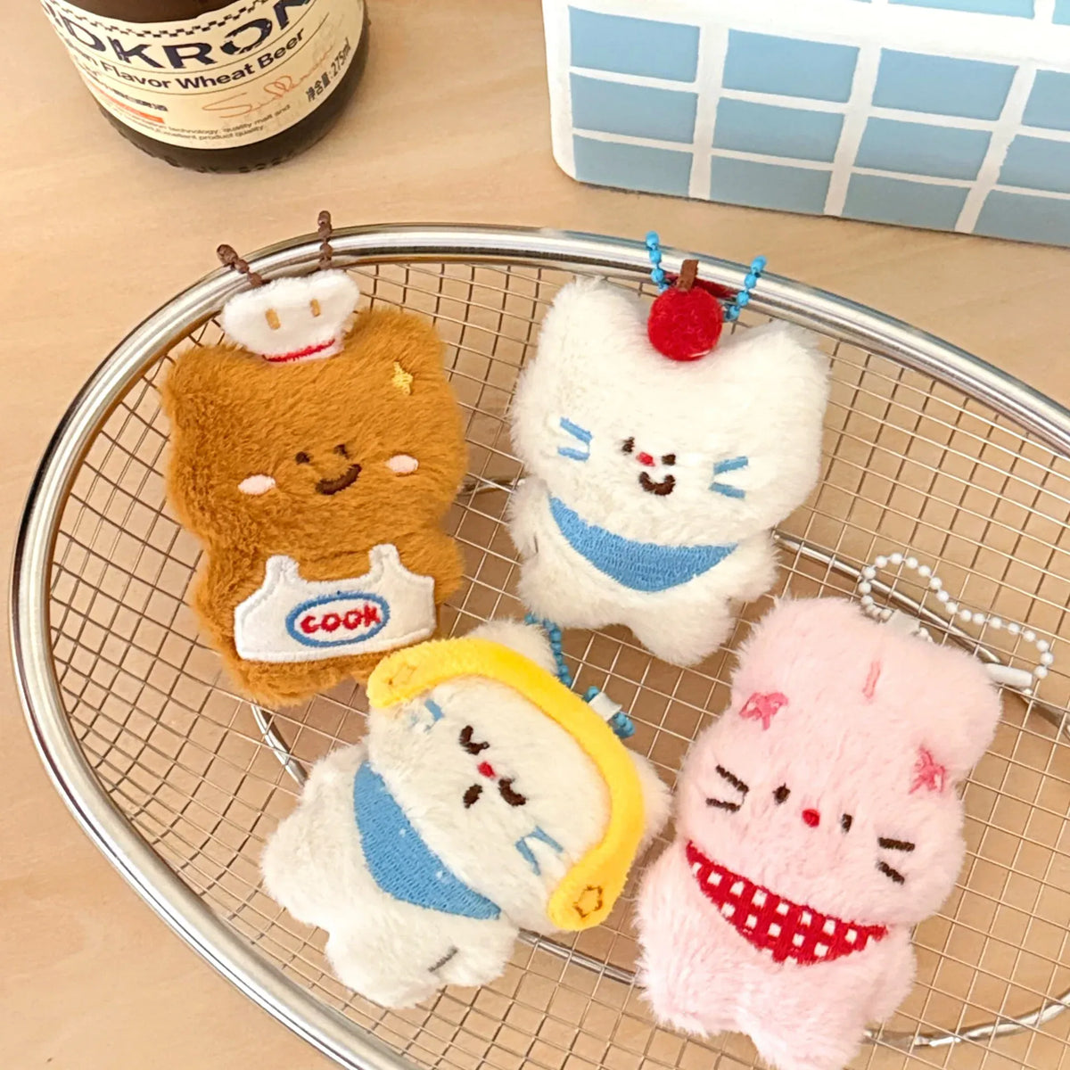 Mini Knuffel Tashanger | Pluche Sleutelhanger met Parels De Knuffel