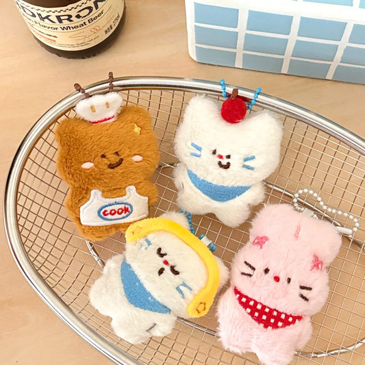 Mini Knuffel Tashanger | Pluche Sleutelhanger met Parels De Knuffel