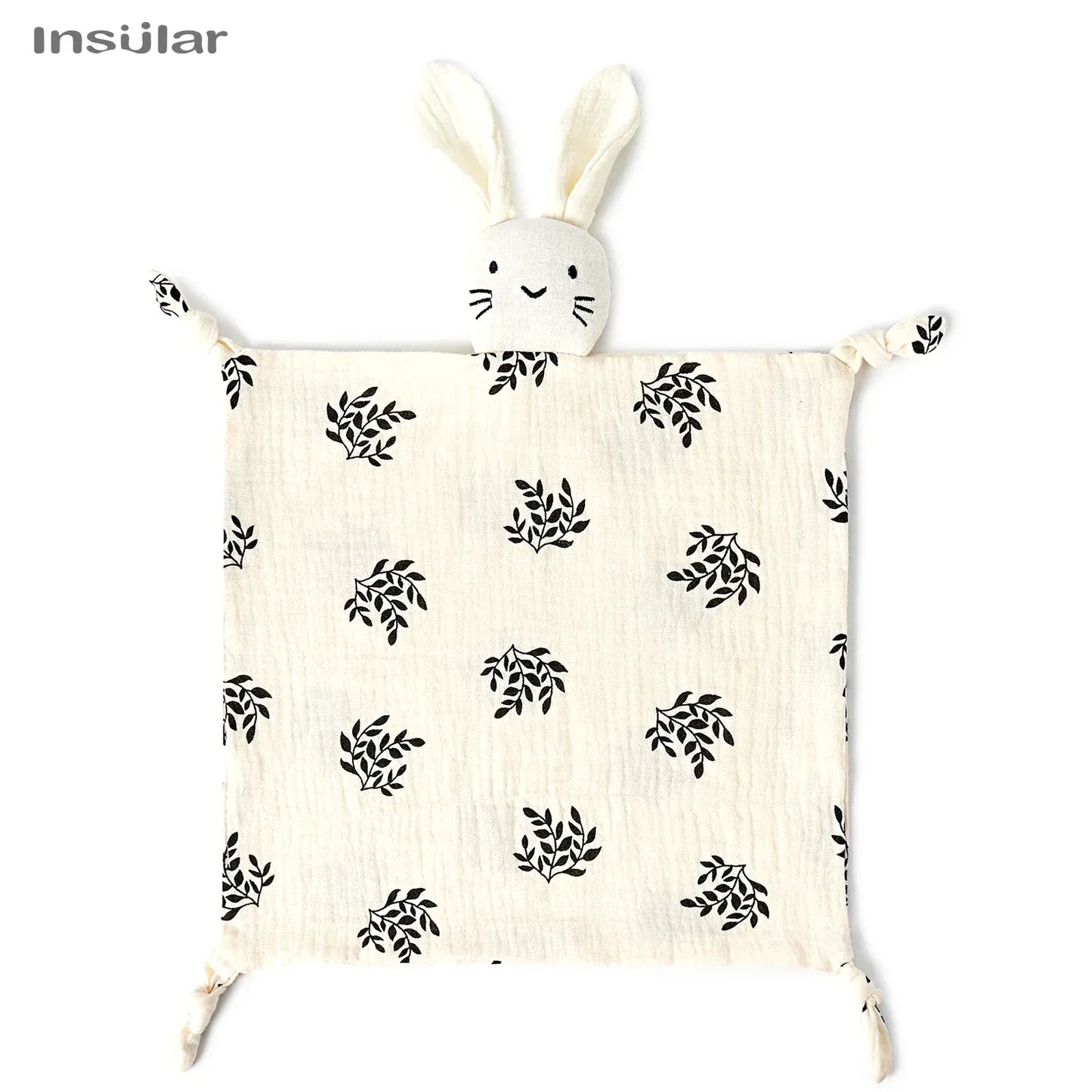 Muslin Baby Doek en Slabbetje Zacht De Knuffel Black Flower Leaf / One size fits all