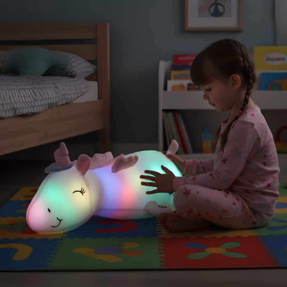 Nachtlampje Eenhoorn Knuffel Lichtgevend Met Regenboog LED De Knuffel
