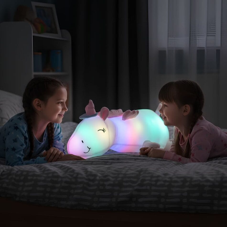 Nachtlampje Eenhoorn Knuffel Lichtgevend Met Regenboog LED De Knuffel