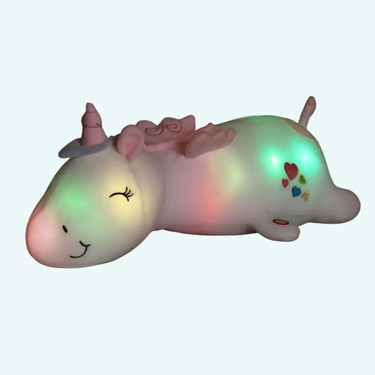 Nachtlampje Eenhoorn Knuffel Lichtgevend Met Regenboog LED De Knuffel wit