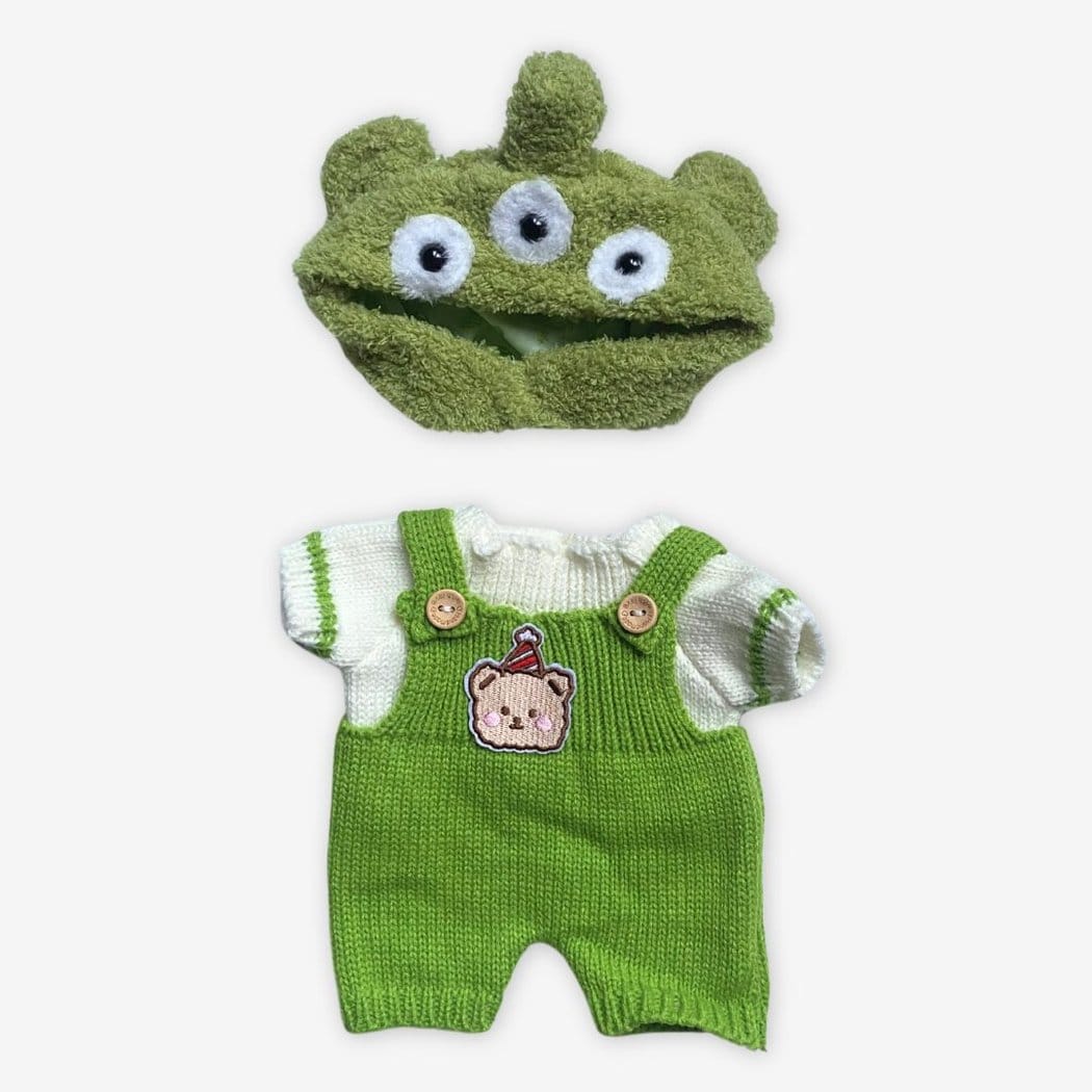 Nino Knuffelbeer Met Articulatie En Groene Gebreide Outfit Alien Hoed De Knuffel alleen-kostuum