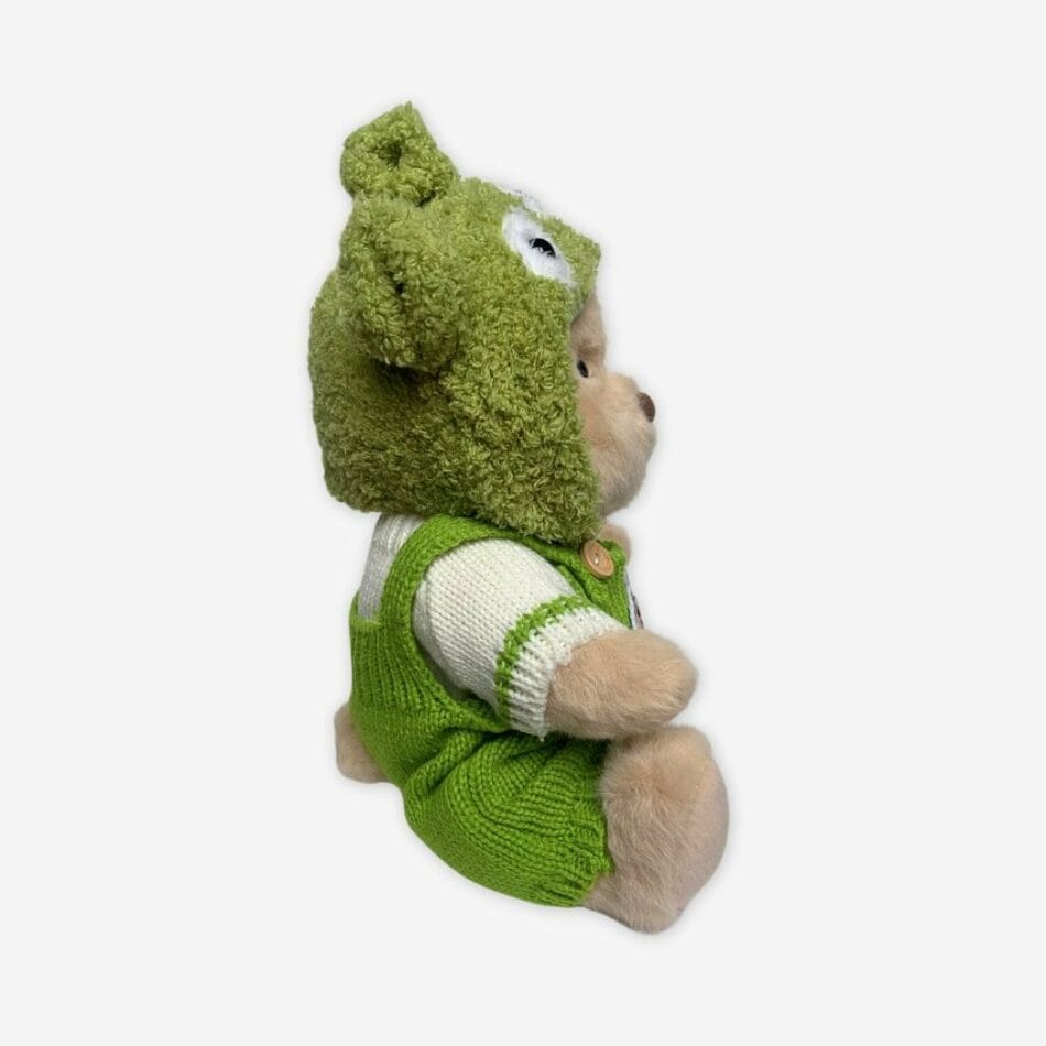 Nino Knuffelbeer Met Articulatie En Groene Gebreide Outfit Alien Hoed De Knuffel