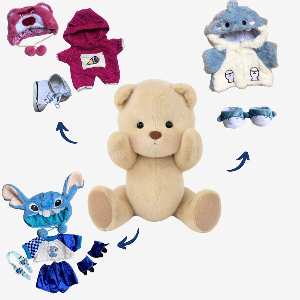 Nino Pluchen Beer Met Beweegbare Gewrichten In Lotso Kostuum De Knuffel pack-ours-marron-lotso-requin-stitch