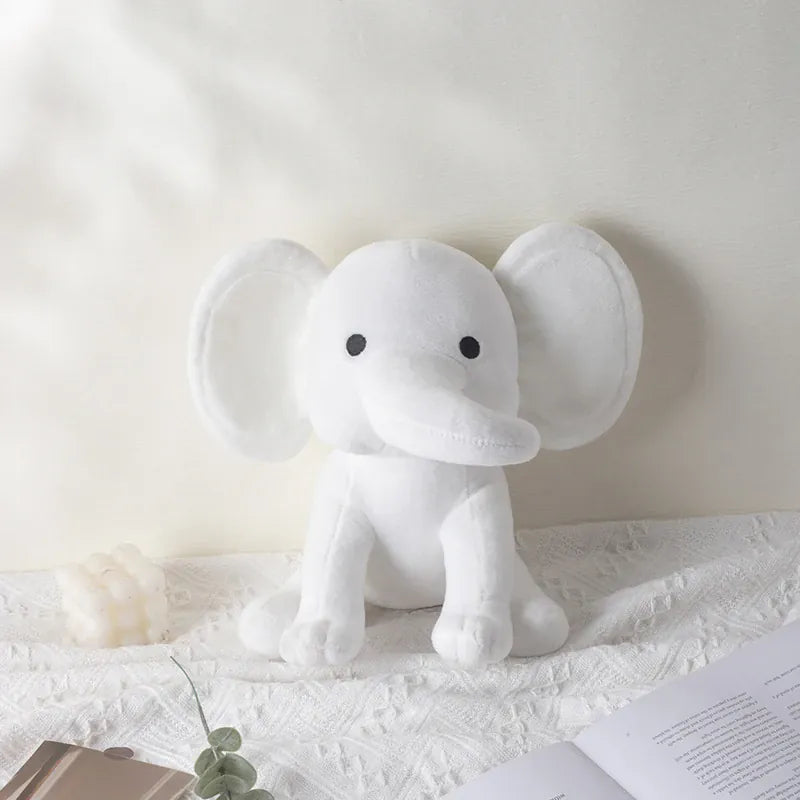 Olifant Knuffel 25 cm | Zachte Pluche Olifant in Kleuren De Knuffel Wit met witte oren