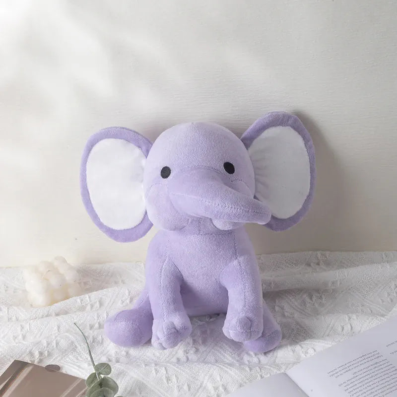 Olifant Knuffel 25 cm | Zachte Pluche Olifant in Kleuren De Knuffel Paars met witte oren