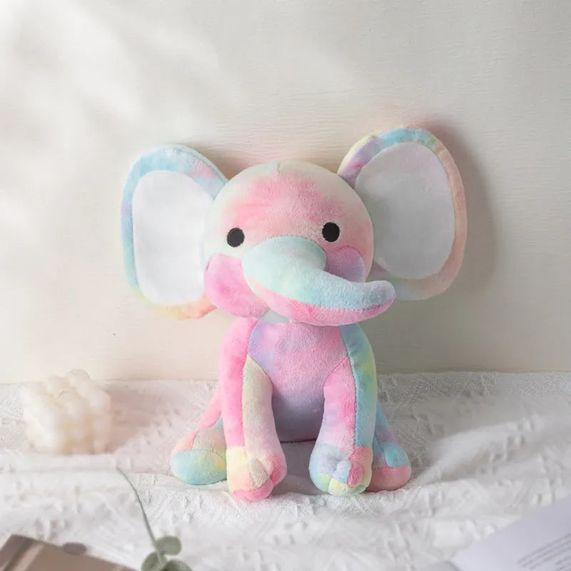 Olifant Knuffel 25 cm | Zachte Pluche Olifant in Kleuren De Knuffel Kleurrijk met witte oren