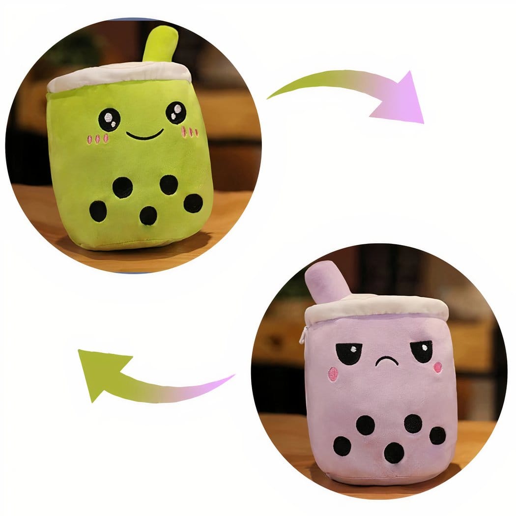 Omkeerbare Knuffel Bubble Tea Tweezijdig Schattig Voor Kinderen De Knuffel paars
