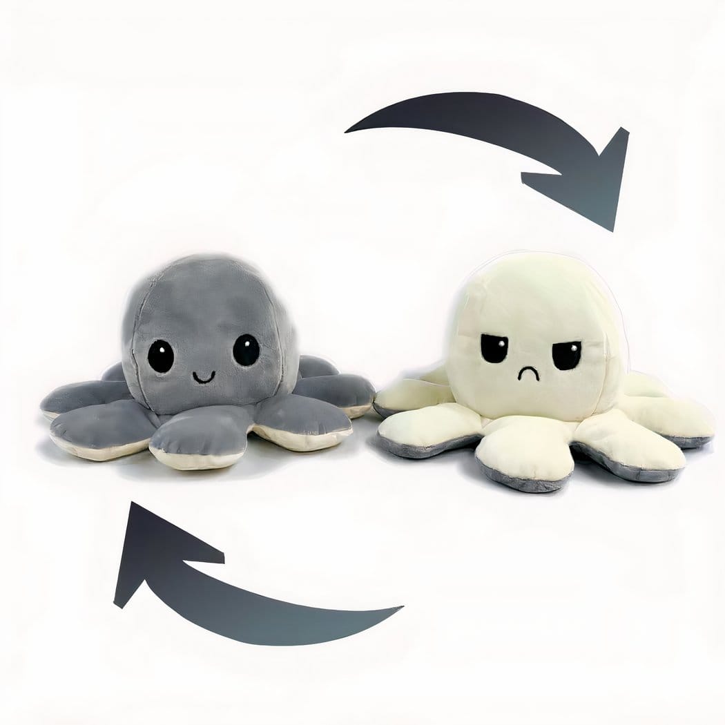Omkeerbare Octopus Knuffel Met Twee Gezichten De Knuffel grijs