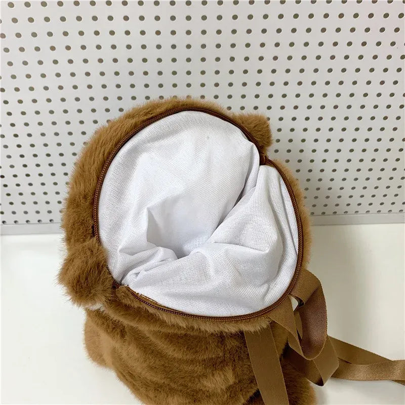 Otter Knuffel Rugzak | Pluche Kawaii Rugtas Otter met Vis De Knuffel