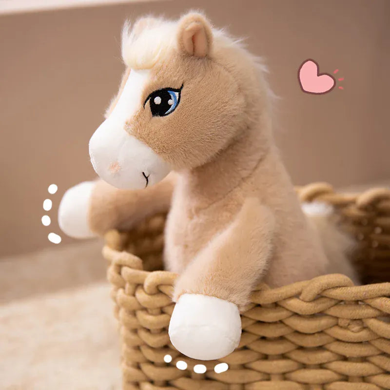 Paard Knuffel 22 cm | Pluche Paardje met Kulleroogjes De Knuffel
