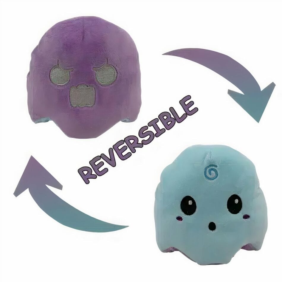 Paars en Blauw Omkeerbare Fluorescerende Knuffel Spookje De Knuffel
