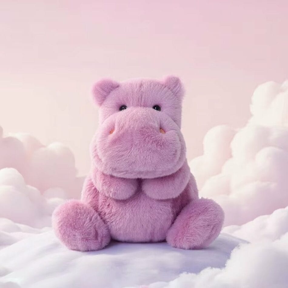 Paars Nijlpaard Knuffel Mini Voor Kinderkamer De Knuffel