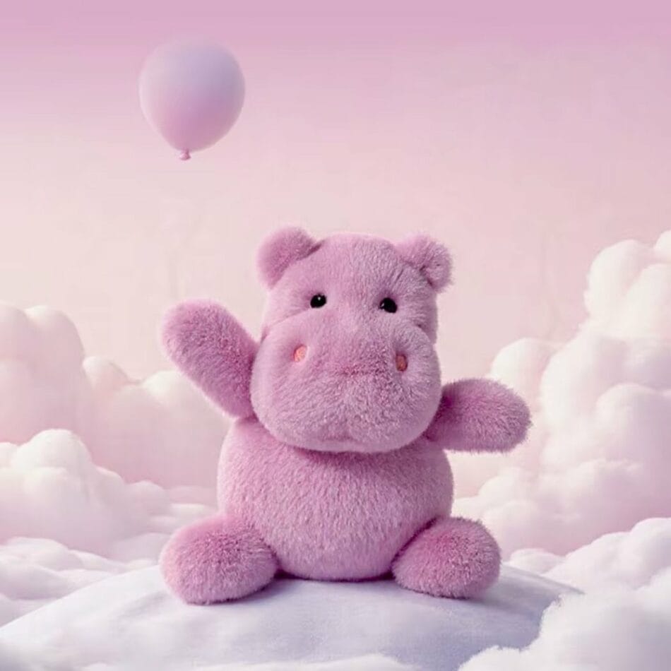 Paars Nijlpaard Knuffel Mini Voor Kinderkamer De Knuffel