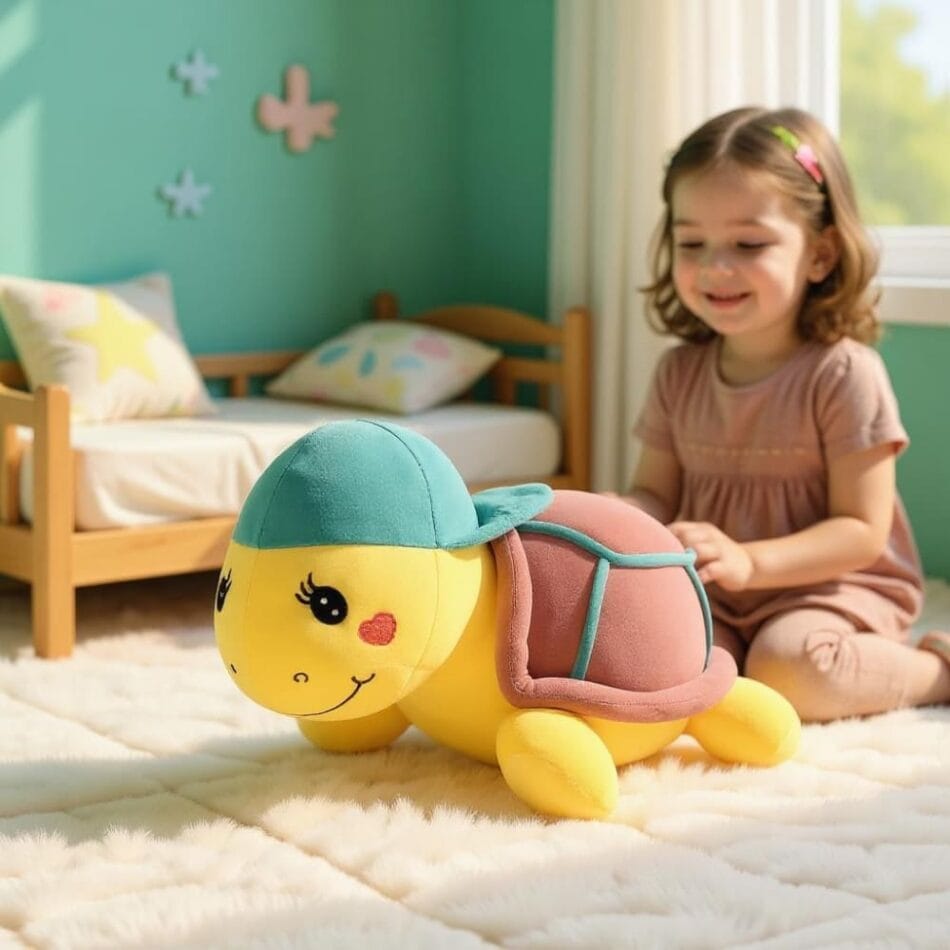 Paarse Knuffel Schildpad met Casquette en Zachte Vacht De Knuffel