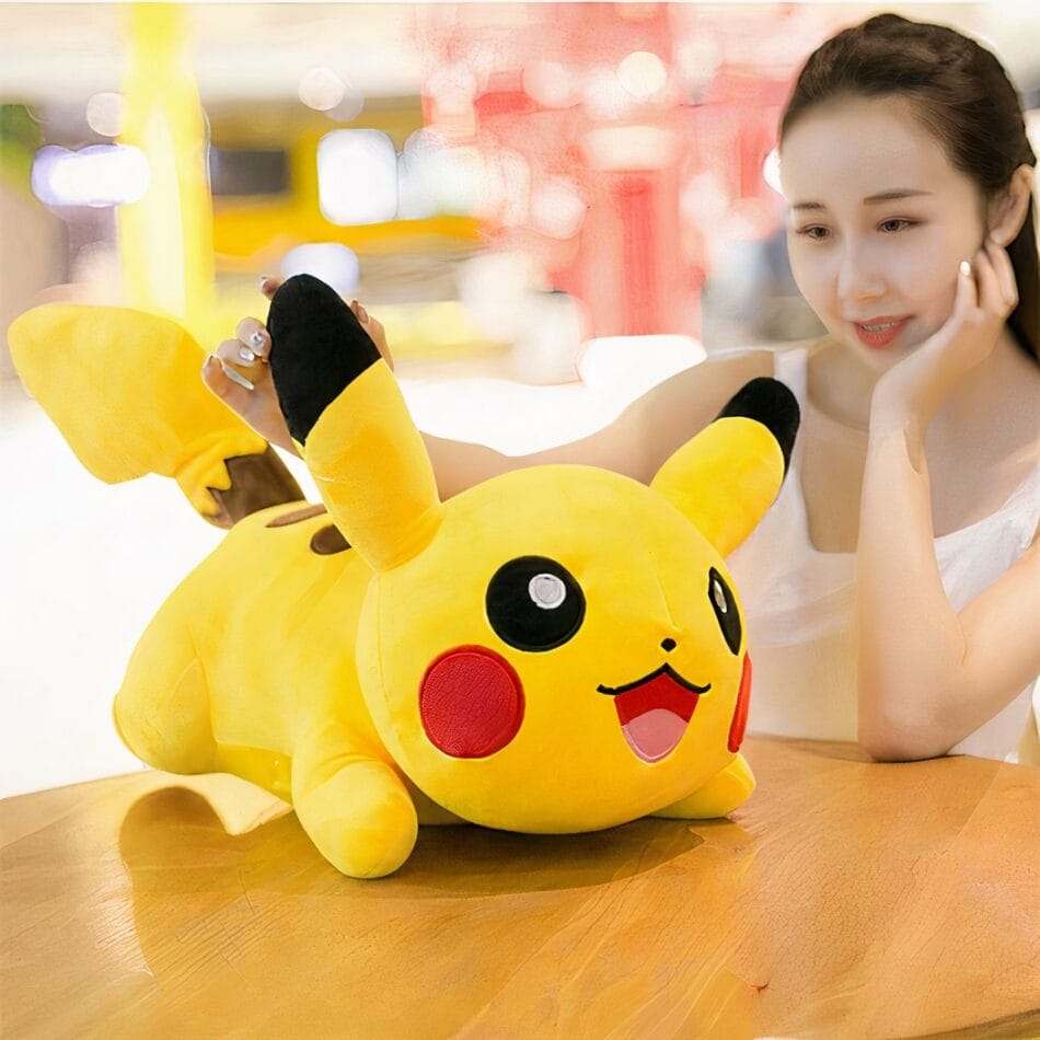 Pakket Knuffels Pikachu Met Grote Glimlach Twee Stuks Pokémon De Knuffel