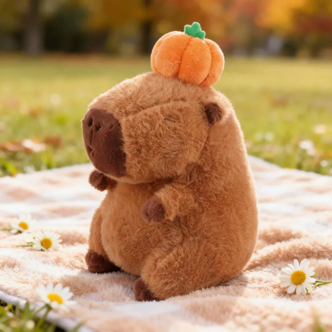 Pompoen Capybara Knuffel 23 cm | Herfst en Halloween Knuffel De Knuffel