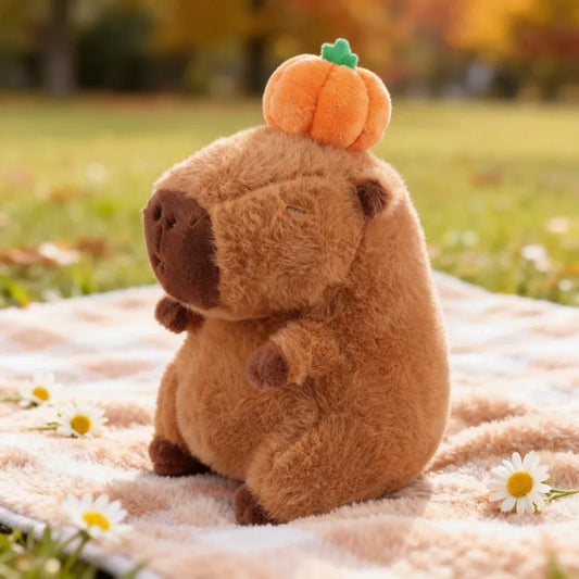 Pompoen Capybara Knuffel 23 cm | Herfst en Halloween Knuffel De Knuffel