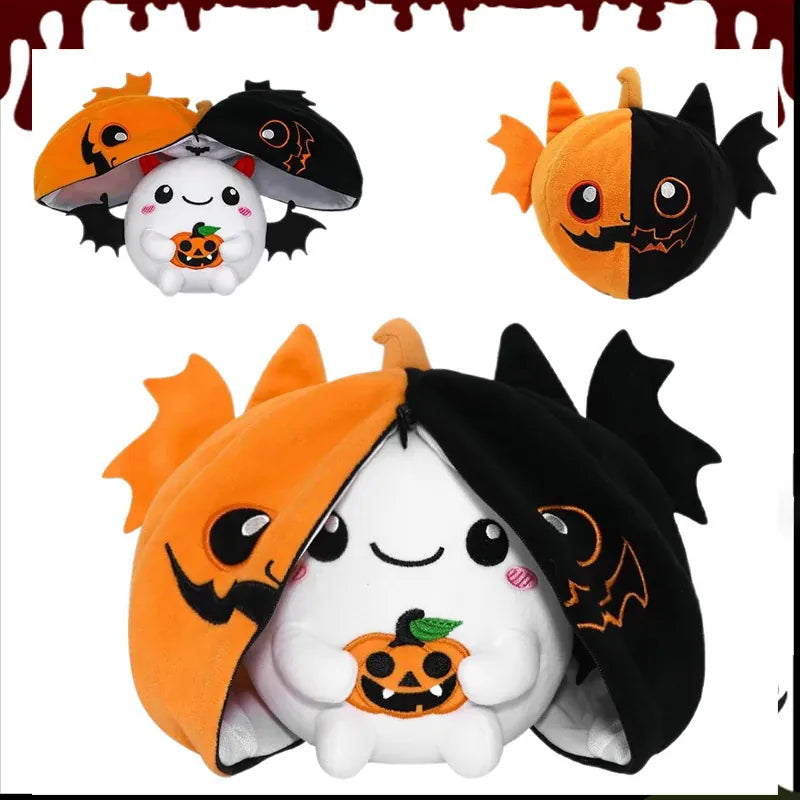 Pompoen Vleermuis Knuffel | Halloween 2 in 1 Knuffel De Knuffel