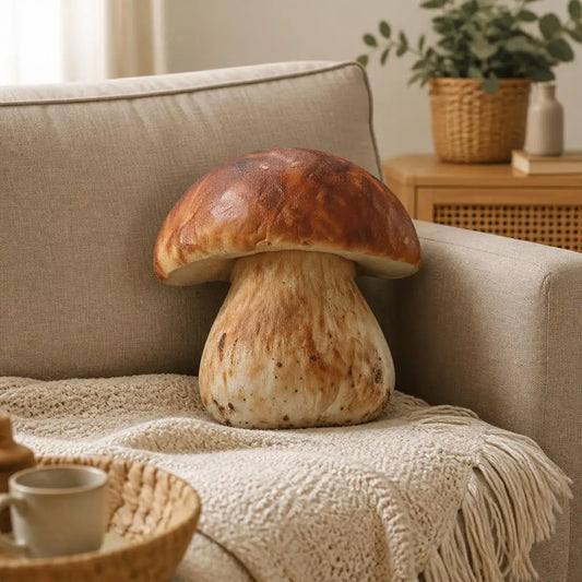 Porcini Paddenstoel Kussen | Realistisch Pluche Sierkussen De Knuffel