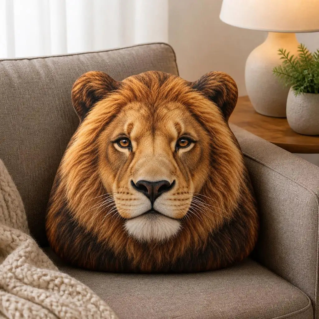 Realistisch Leeuw Knuffelkussen | Sierkussen met Leeuwenkop De Knuffel