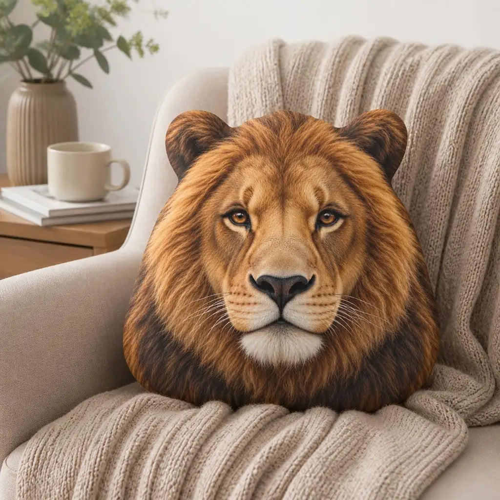 Realistisch Leeuw Knuffelkussen | Sierkussen met Leeuwenkop De Knuffel