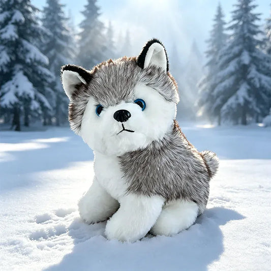 Realistische Husky Knuffel 24 cm | Levensechte Puppy De Knuffel