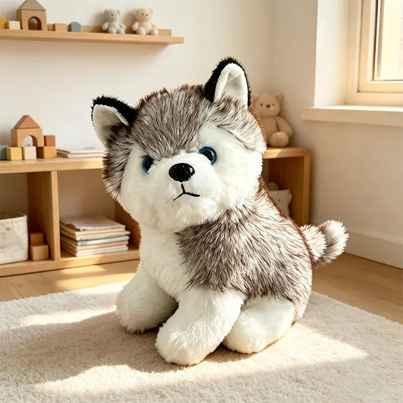 Realistische Husky Knuffel 24 cm | Levensechte Puppy De Knuffel
