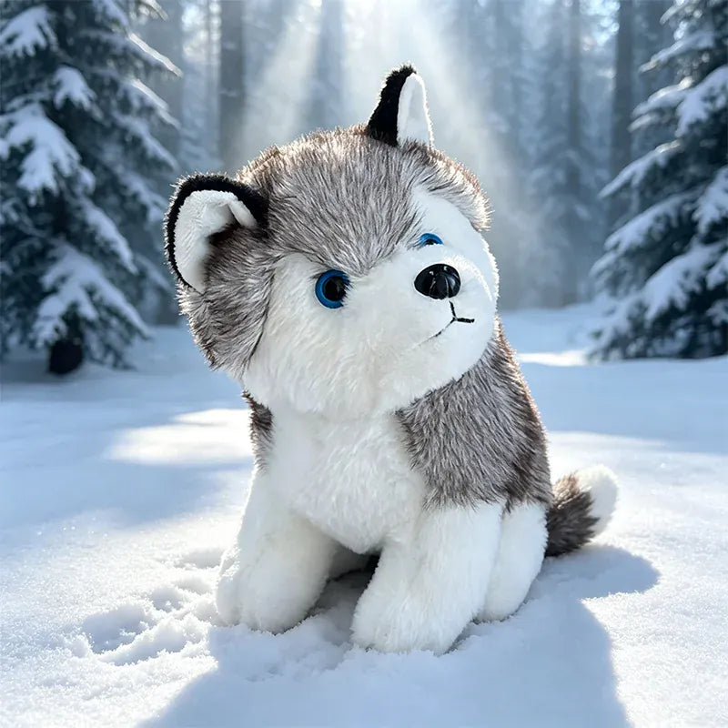 Realistische Husky Knuffel 24 cm | Levensechte Puppy De Knuffel