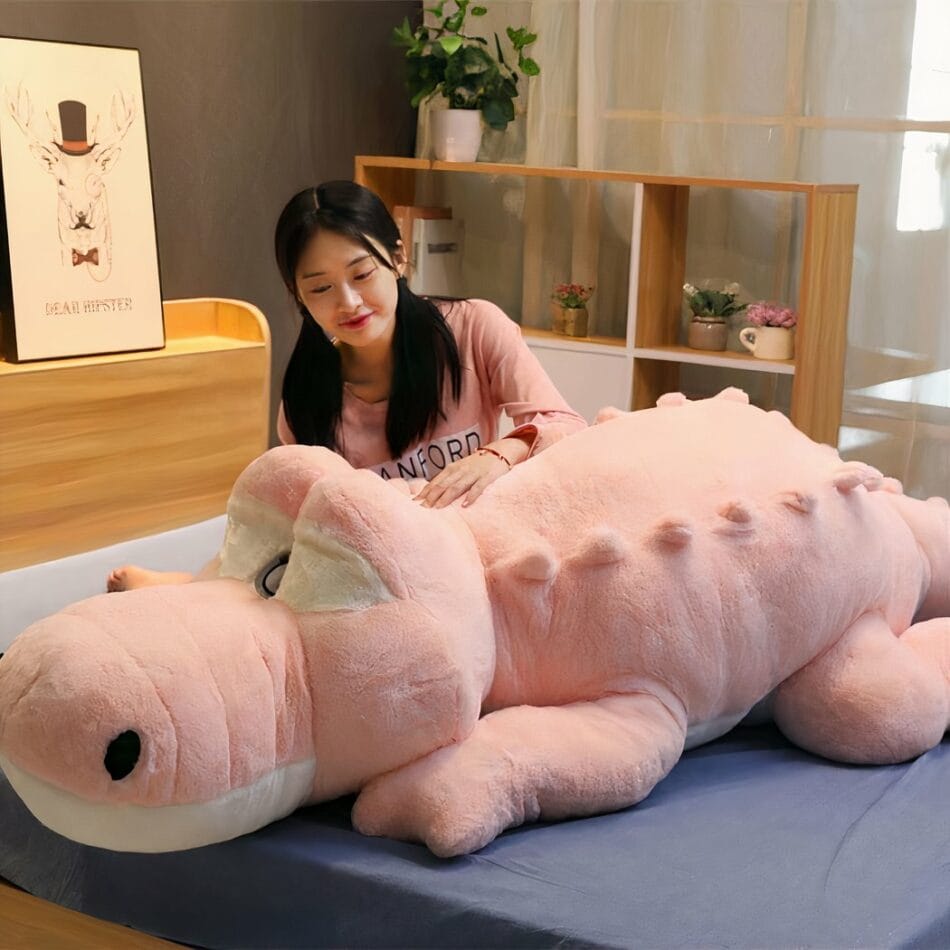 Reuzen Roze Knuffel Krokodil Zacht Knuffelkussen Voorleesplezier De Knuffel