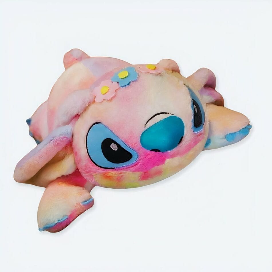 Reuzen Stitch Angel Knuffelpoef 100 cm Roze of Violet De Knuffel
