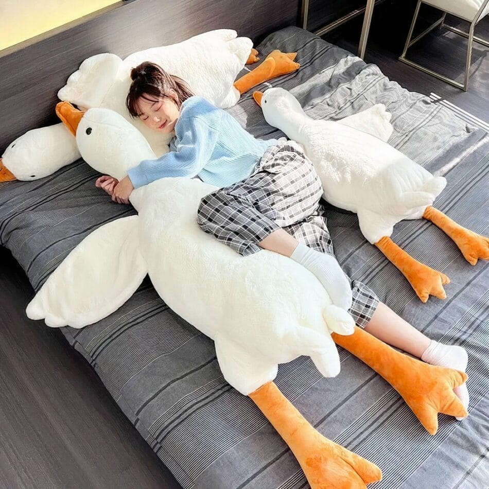 Reuzenknuffel Eend Wit of Grijs 130 cm 160 cm 190 cm De Knuffel