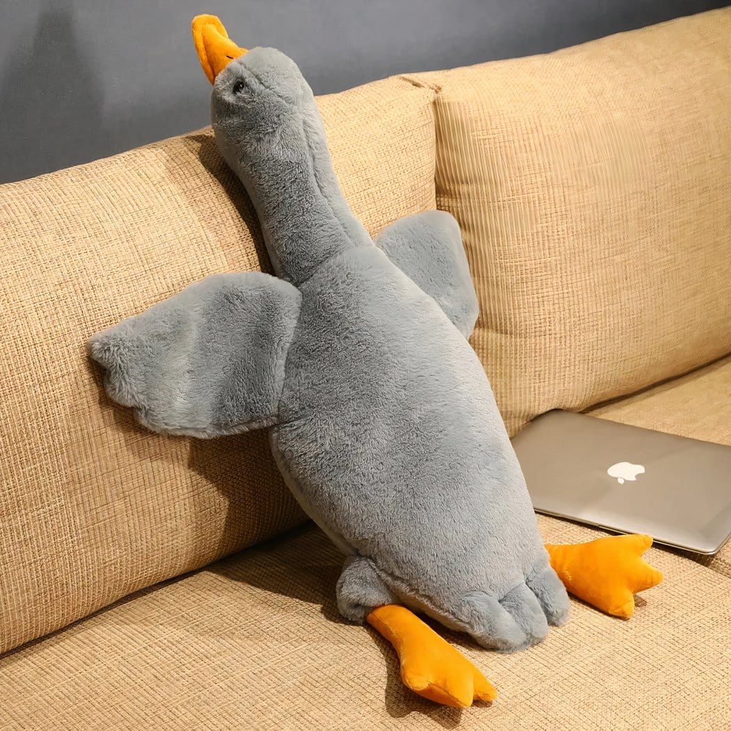Reuzenknuffel Eend Wit of Grijs 130 cm 160 cm 190 cm De Knuffel 130cm / grijs
