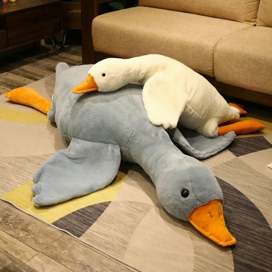 Reuzenknuffel Eend Wit of Grijs 130 cm 160 cm 190 cm De Knuffel