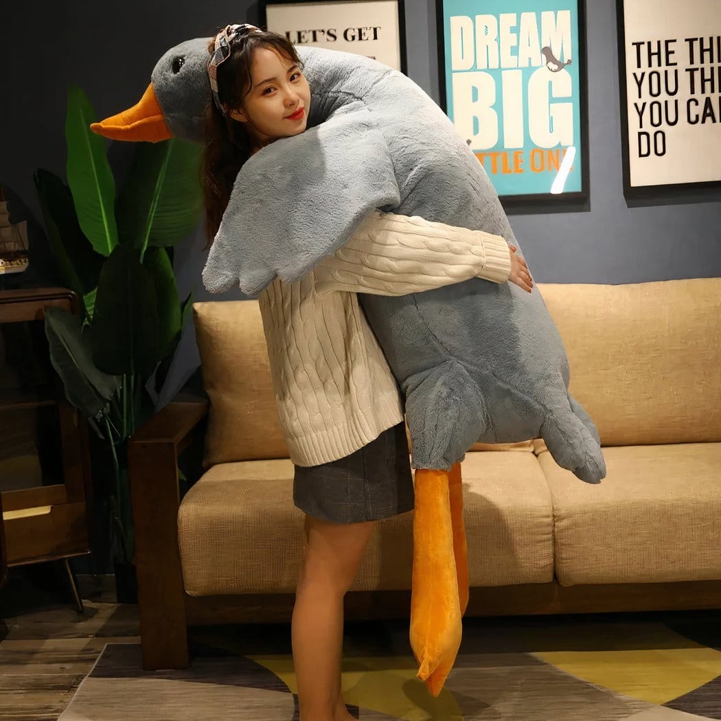 Reuzenknuffel Eend Wit of Grijs 130 cm 160 cm 190 cm De Knuffel 160cm / grijs