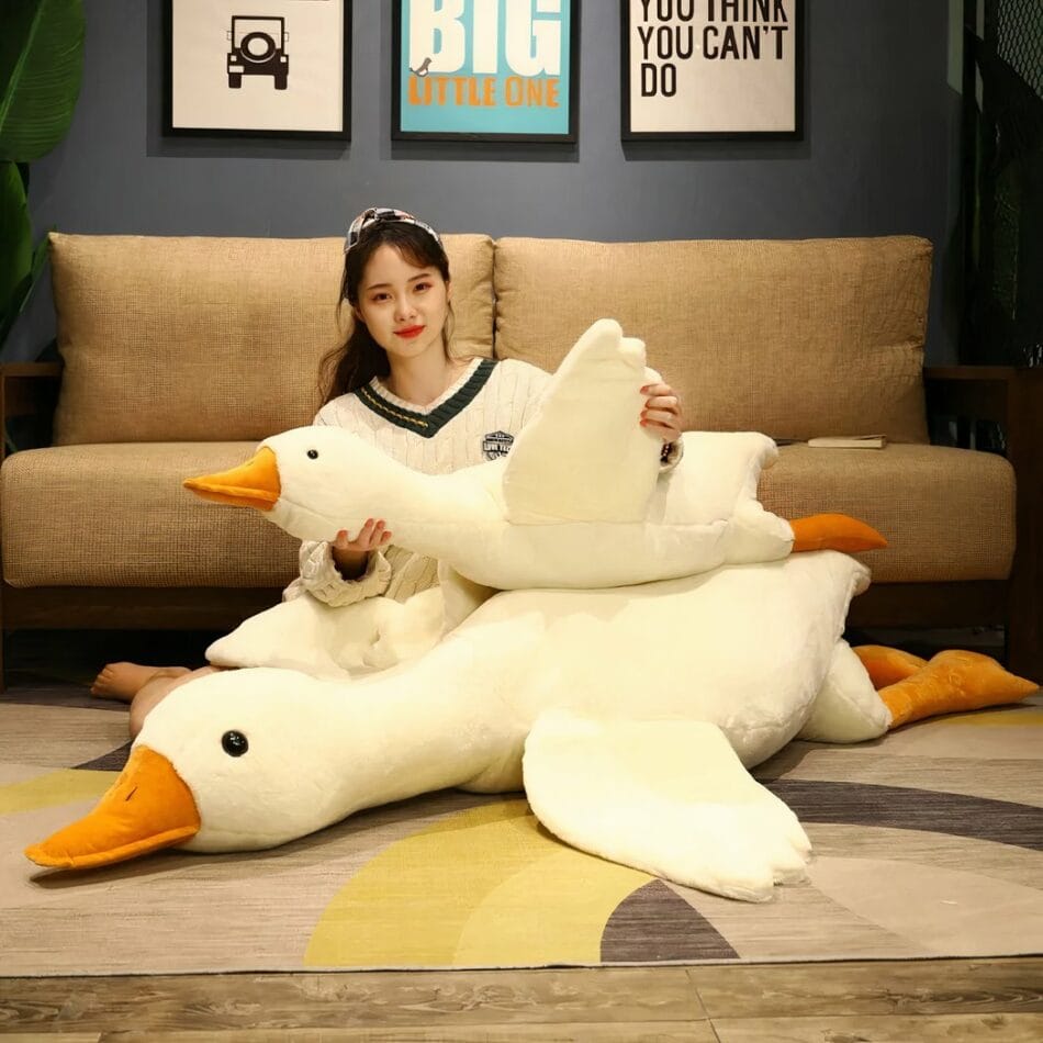 Reuzenknuffel Eend Wit of Grijs 130 cm 160 cm 190 cm De Knuffel