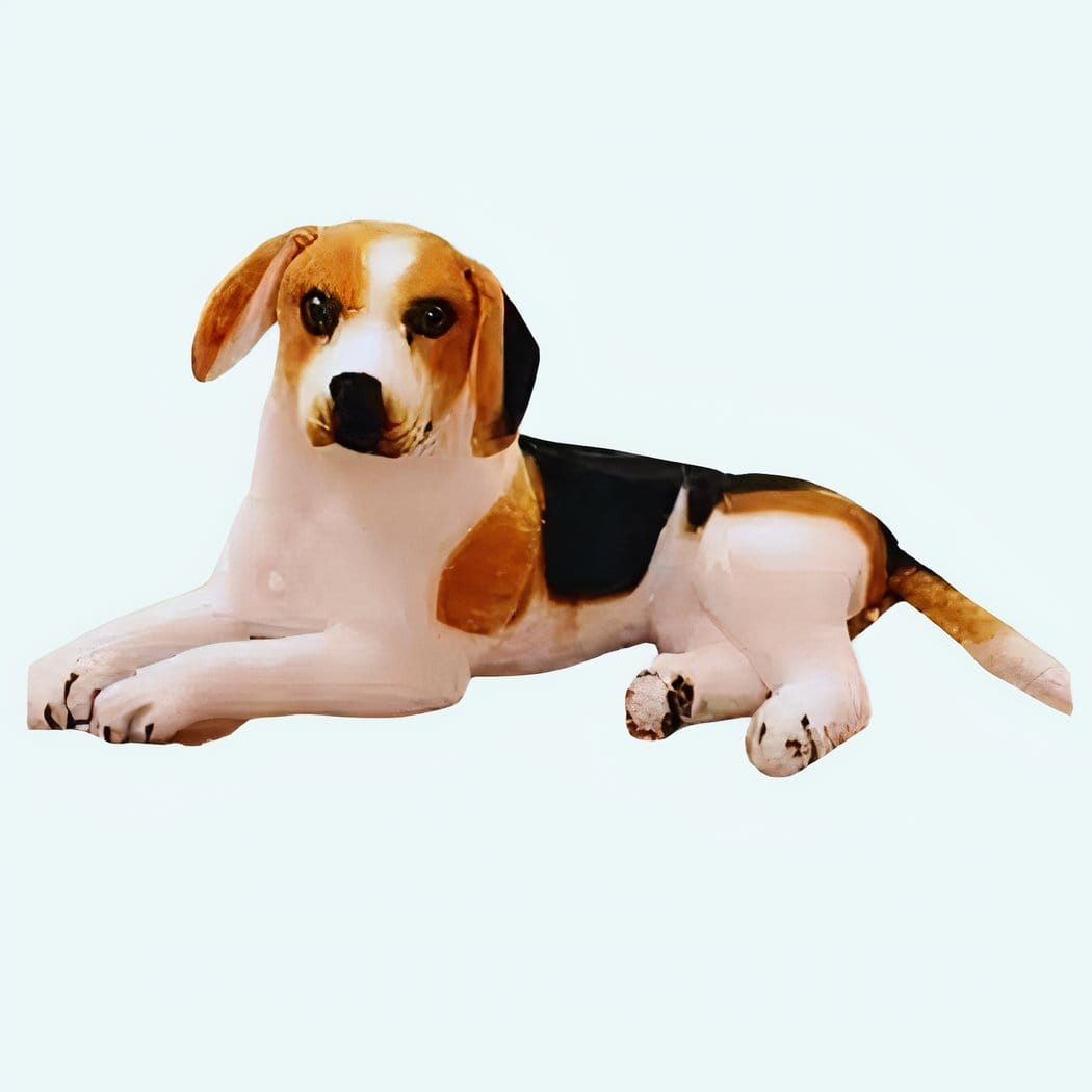 Reuzenknuffel Hond Driekleurig Liggend 90 cm Lang De Knuffel