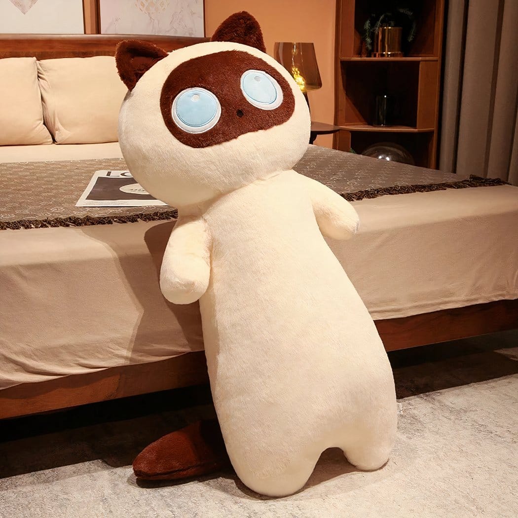 Reuzenknuffel Kat met Mohairachtige Vacht in Verschillende Kleuren XXL De Knuffel beige