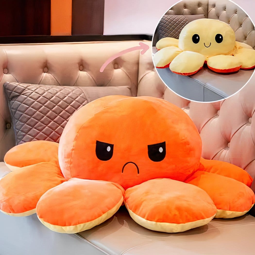 Reuzenknuffel Octopus Omkeerbaar 130 cm Zijdezachte Knuffel Poef De Knuffel oranje