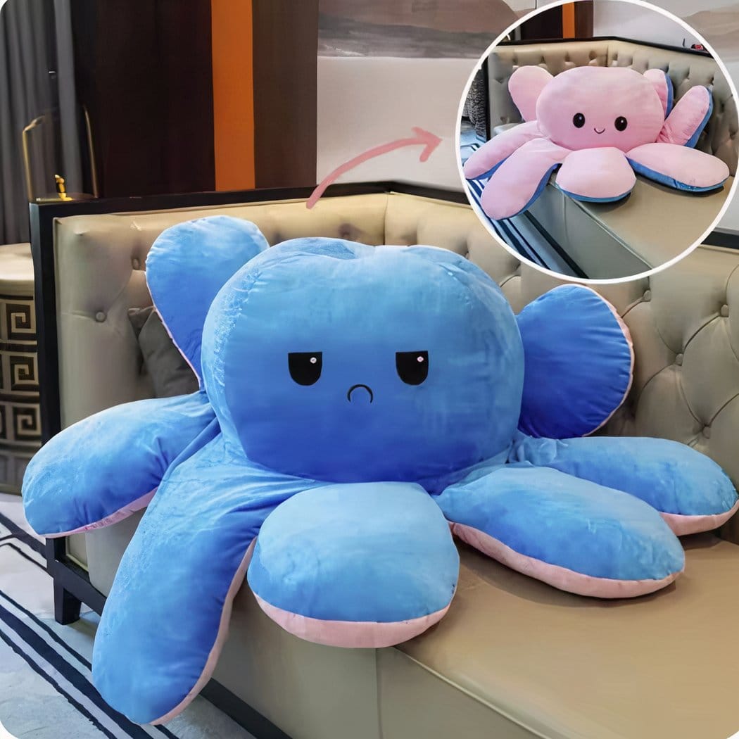 Reuzenknuffel Octopus Omkeerbaar 130 cm Zijdezachte Knuffel Poef De Knuffel donkerblauw